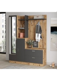 Resim Robinhome Robin Home Bella Aynalı Raflı Vestiyer Ayakkabılık Portmanto Antr 