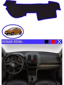 Resim Torpido Koruma Halısı Siyah Kenar Renk Mavi Volkswagen Polo 2001-2009 İle Uyumlu 