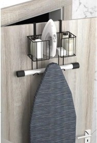 Resim Airon Kapı Arkası Ütü Masası Askısı Ütü Düzenleyici Raf Ütü Sepeti Ütü Masası Tutucu Siyah 