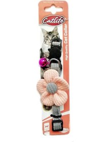 Resim Catlife Çıngıraklı Çiçekli Kedi Boyun Tasması Pembe 30 CM 