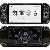 Resim Sunshine022 Nintendo Switch/oled İçin Krusso Sert Şeffaf Siyah Koruma Kılıfı Konsol Ve Kontrol Kapağı 