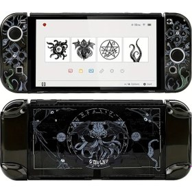 Resim Sunshine022 Nintendo Switch/oled İçin Krusso Sert Şeffaf Siyah Koruma Kılıfı Konsol Ve Kontrol Kapağı 