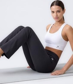Resim TOMMY LIFE TOMMYLIFE Siyah Esnek Yüksek Bel Spor Performans İspanyol Paça Tayt, T19BY-94686 
