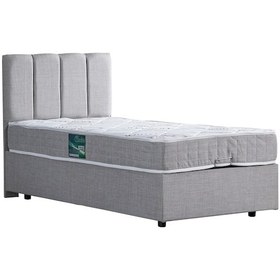 Resim Setaymobilya Baza, Tek Kişilik Defne Baza+Başlık +Comfort Yatak Seti, Açık Gri 