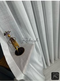 Resim Tül Perde Düz Keten Floşlu Ultra Gramaj Serafina Desen Ekru 