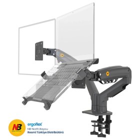Resim North Bayou NB F160L Amortisörlü 17"-27" Monitör Tutucu ve 10"-17" Laptop Standı 2023 Yeni Tasarım 