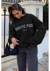 Resim Madmext Siyah Bisiklet Yaka Baskılı Sweatshirt Mg1904 Siyah 