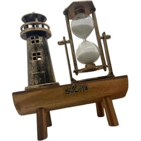 Resim SHC4200 Hediyelik Eşya Ahşap Deniz Feneri Kum Saati Biblo 