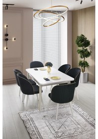 Resim Askar Mdf Yemek Masası + 6 Sandalye Aytaşı 