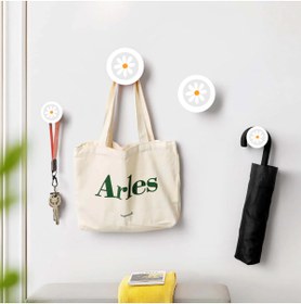 Resim CajuArt Dörtlü Yuvarlak Papatya Çiçek Ev Ofis Hol Duvar Askılık 