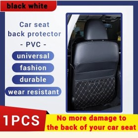 Resim Chuangyinshop Black White 1pcs Araç Kolçak Koruyucu Saklama Cebi Anti-kick Mat Mercedes-benz Smart Forfour 2016-2019 Universal Dayanıklı 