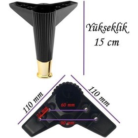 Resim 4 Adet Golden Ayak 15 Cm Siyah Altın Gold Mobilya Kanepe Sehpa Ünite Koltuk Ayağı Baza Ayak Ayakları Diğer 