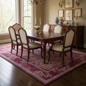 Resim Şarap Kırmızısı Çiçek Desenli Klasik Halı - MH 08 - 170x240 cm 