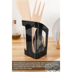 Resim 3 Bölmeli Tezgah Üstü Kaşıklık, Çıkarılabilir Bölmeli Bıçak ve Kaşık Standı 