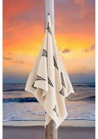 Resim Varol Organik %100 Pamuk Müslin Peştemal - Piramit Pıramıt/pestemal Krem 