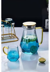 Resim 7 Parça Cam Meşrubat Takımı Süzgeçli Sürahi Ve Bardaklar 2 Litre Meşrubat Takımı 