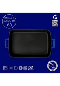 Resim Lava Döküm Dikdörtgen Rosto Ve Fırın Tepsisi Döküm Demir Yekpare Çift Kulplu Ölçü 22x30cm Mavi 