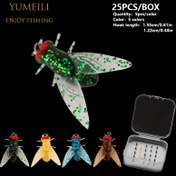 Resim 25 adet kutu başına uçuş kancaları, uçuş balık kancaları, uçuş balıkçılığı yemleri, mini böcek balık kancaları, beş renkli karışık renk paketi, mutlu balıkçılık deneyimi 