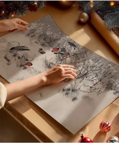 Resim Çerçevesiz Poster Kuşlar Ve Kar 