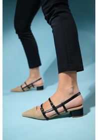 Resim Luvishoes Cenova Siyah Hasır Kadın Topuklu Sandalet Siyah 
