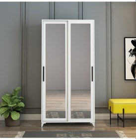 Resim Afilli Olivia Sürgülü Çift Aynalı Beyaz Portmanto Mdf 