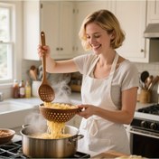 Resim Ahşap Pişirme Kaşığı, Doğal Gül Ağacı Wok Çevirici Seti, Ergonomik Saplı Mutfak Süzgeci ve Elde Yapılmış Ahşap Çevirici ve Süzgeç Kombinasyonu, Gerçek Gül Ağacından El İşi ile Artırılmış Konfor 