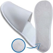 Resim 175 Çift Kaymaz Taban Çift Katlı Havlu Beyaz Otel Terliği Tek Kullanımlık Kullan At Beyaz 