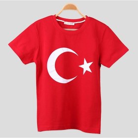 Resim Eko Seri Ay Yıldız Türkiye Tshirt - 29 Ekim Cumhuriyet Bayramı Ti Kırmızı 
