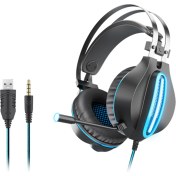 Resim Digital Computer Home Ovleng GT62 Usb+3.5mm Kablolu Kulak Üstü E-Spor Kulaklık Dönebilen Mikrofonlu Serin LED Aydınlatma Oyun Kulaklığı-Siyah/mavi (Yurt Dışından) 