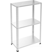 Resim Raf Burada 3 Katlı Galvaniz Çelik Raf - Depo, Arşiv, Kiler, Dosya, Market Rafı-43x75 cm-50 cm-1.50 mm 