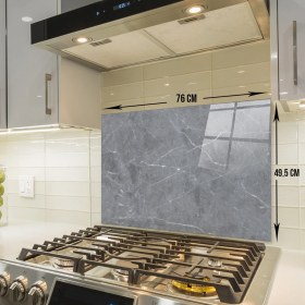 Resim Decorita Cam Ocak Arkası Koruyucu | Gri Mermer Görünümlü 