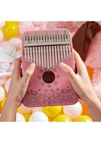 Resim Midex KLX - 350 Pembe Kalimba Gerçek Ağaç 17 Tuşlu Full Set 