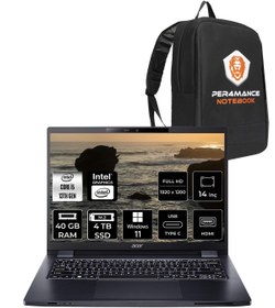 Resim ACER TravelMate P4 i5 1335U 40GB RAM 4TB SSD 14'' WUXGA W11H Taşınabilir Bilgisayar & PER4 ÇANTA 