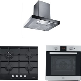 Resim Franke Fcr 625 Tc Bk/xs NG/600 Davlumbaz + Fhng 604 4g Tc Bk C Ocak + Fsl 86 H Xs Fırın Inox-Siyah Ankastre Set 