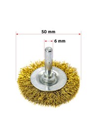 Resim 6246 Pimli Saçaklı Dairesel Tel Fırça Sarı Telli 50 Mm 