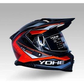 Resim YOHE FG601 Kask Full Face Motosiklet Neon Turuncu Parlak Çift Vizör UV Bluetooth Yuvalı ECE 22.06 MIPS 