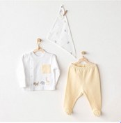 Resim Andywawa Ac25807 Side Snap Set Little King 3'lü Zıbın Set Yellow 