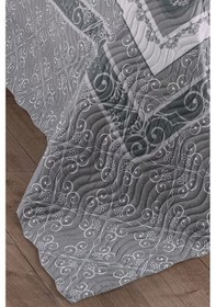 Resim Çift Kişilik Kapitone Yatak Örtüsü, Klasik Desenli Model - Beste Gri 250 X 260cm Gri 