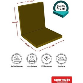 Resim Xpermate 2'li Arkalıklı Sandalye Minderi Fermuarlı 40x40 Turkuaz 