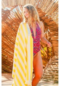 Resim Delmor Ochre, Taşıma Çantalı, Doğa Dostu, Büyük Boy 100x180 Cm , Plaj Havlusu. Ochre 