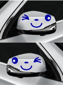 Resim Sticker World Ayna Gülücük Sticker Sağ-sol Takım Lacivert 12*6 Cm 2 Li 