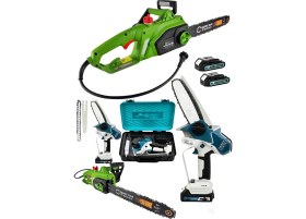 Resim Germany Steel 2'li Set 4800W Elektirikli Odun Ağaç Hızar Motoru 598VF Otomatik Yağlamalı Şarjlı Testere Dal Budama 