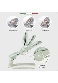 Resim Elele Dormire 2 Elektrikli Otomatik Sallanan Kademeli Ana Kucağı Yeşil 