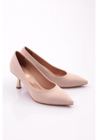 Resim Dgn 340-1 Kadin Sivri Burun Parmak Dekolteli Topuklu Ayakkabi 340-1-1918-R12471 Ten Rengi 