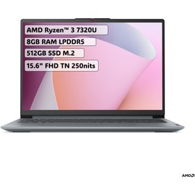 Resim Lenovo IdeaPad Slim 3 AMD Ryzen 3 7320U 8GB 512GB SSD Freedos 15.6" FHD Taşınabilir Bilgisayar 82XQ00JGTX 
