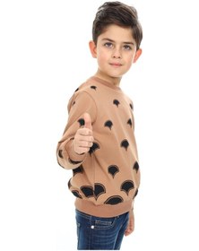 Resim Toontoy Kids Toontoy Erkek Çocuk Relax Fit Bisiklet Yaka Baskılı Sweatshirt - 2 İplik Kahverengi 