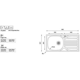 Resim Ukinox Barton Dekorlu Taşmalı Sol Damlalıklı Çelik Eviye 