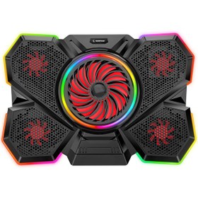 Resim Rampage S47 COOLFLOW 5 Adet Kırmızı Led Fan 1 Usb 7 Farklı Kademe Ayarı 10 17.3 Notebook Soğutucu Stand 