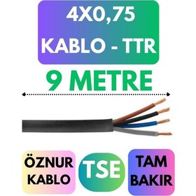 Resim Öznur 4x0,75 Ttr Kablo Metre Seçenekli Siyah - 9 Metre 