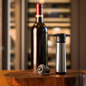 Resim Vacu Vin Şarap Vakum Seti Paslanmaz Çelik (1 Pompa 2 Tıpa) Kutulu 